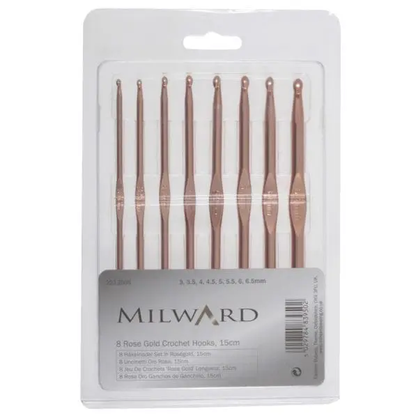 milward rose gold crochet hook set