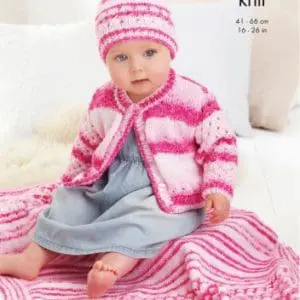 King Cole 5592 DK Cardigan Hat Blanket Knitting Pattern