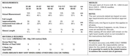 king cole 5987 dk knitting pattern
