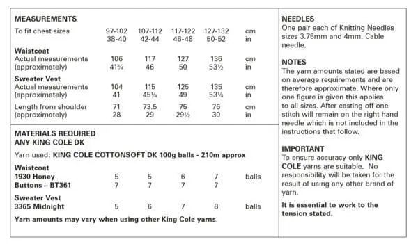 king cole 6038 adult dk knitting pattern