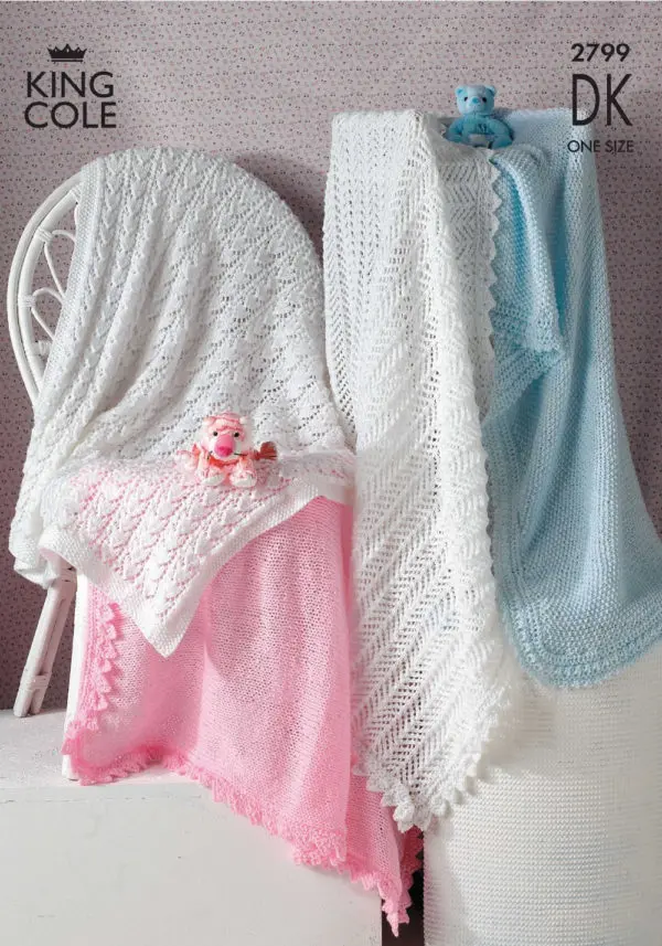 King Cole 2799 DK Baby Shawls Knitting Pattern