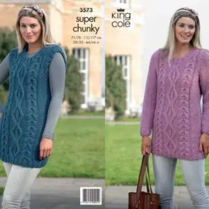 King Cole 3573 Adult Super Chunky Sweater Knitting Pattern