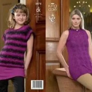 King Cole  3674 Adult Child DK Tunic Top Knitting Pattern