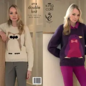 King Cole  3714 Adult DK Sweater Knitting Pattern