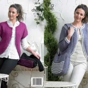 King Cole 3819 Super Chunky Bag Cardigan Knitting Pattern