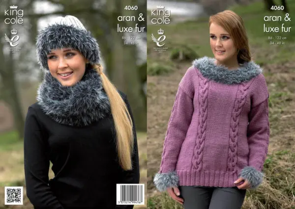 King Cole 4060 Aran Sweater Knitting Pattern