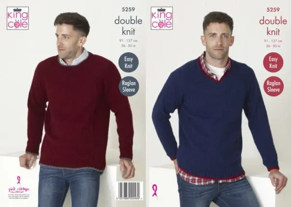 King Cole 5259 DK Knitting Pattern Mens Sweater