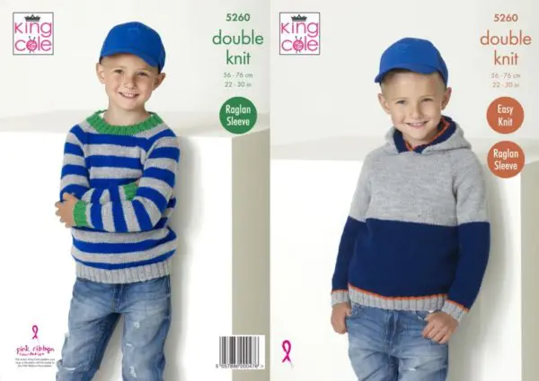 King Cole 5260 DK Knitting Childrens Sweater Hoodie