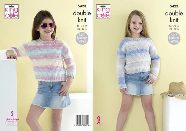 King Cole 5423 DK Child Sweater Knitting Pattern