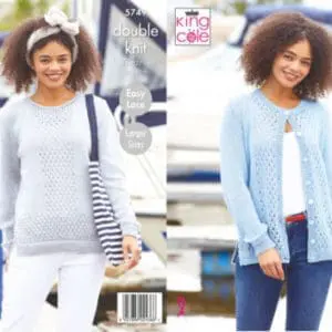 King Cole 5749 Adult DK Cardigan Sweater Knitting Pattern