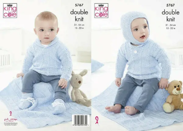 King Cole 5767 Booties Blanket Hat DK Knitting Pattern