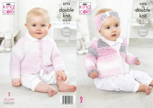 King Cole 5773 Baby DK Cardigan Knitting Pattern