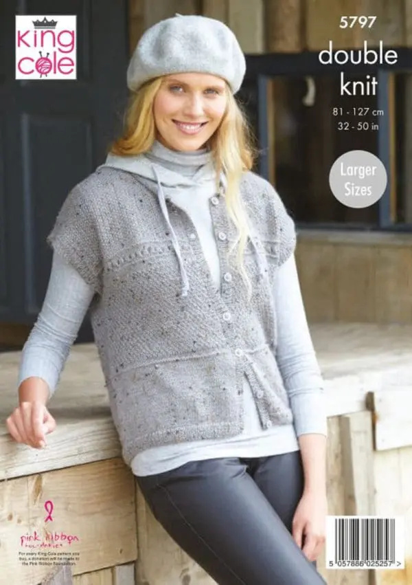 King Cole 5797 DK Adult Cardigan Waistcoat Knitting Pattern