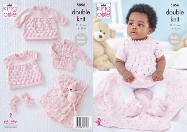 King Cole 5856 DK Dress Blanket Bootees Knitting Pattern