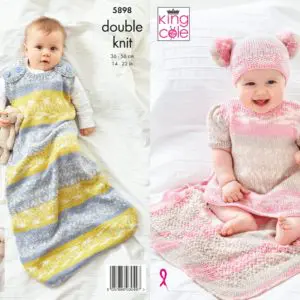 King Cole 5898 DK Dress Sleeping Bag Hat Knitting Pattern