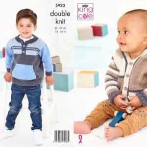 King Cole 5920 Baby DK Sweater Jacket Knitting Pattern