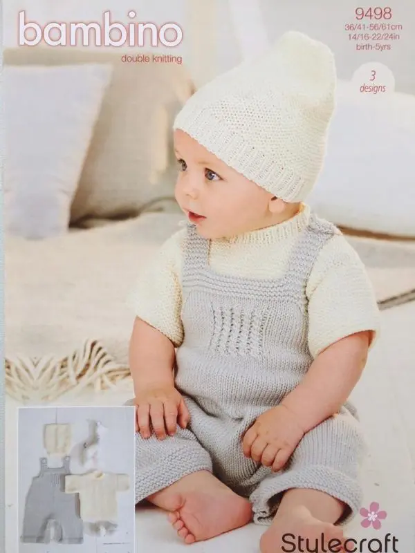 Stylecraft 9498 Baby DK Dungarees T-Shirt Knitting Pattern