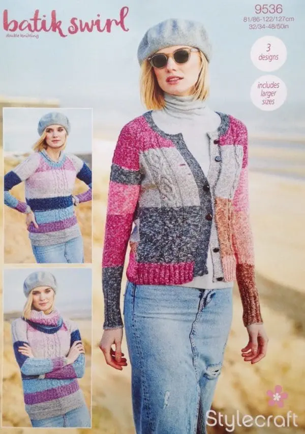 Stylecraft 9536 Adult DK Cardigan Sweater Cowl Knitting Pattern