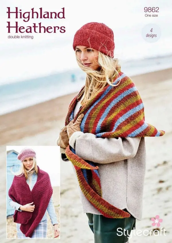 Stylecraft 9862 DK Shawl Hat Knitting Pattern