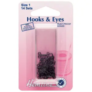 Hemline Hooks and Eyes size 1 Black
