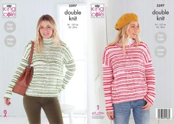 King Cole 5597 DK Sweater Knitting Pattern