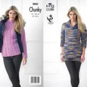 King Cole 3865 Chunky Sweater Tunic Knitting Pattern