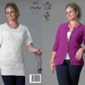 King Cole 3863 Chunky Top Cardigan Knitting Pattern