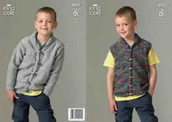 King Cole 3552 Childs Waistcoat Cardigan DK  Knitting Pattern