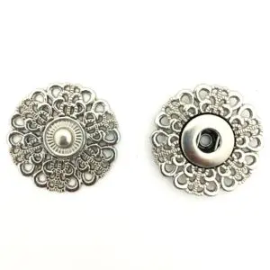 3 Fleur Shape Snap Fasteners Silver