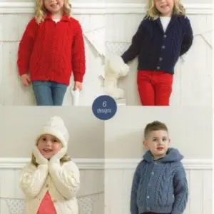 Stylecraft 4174  Childs Jacket Cap Mittens Aran Knitting Pattern