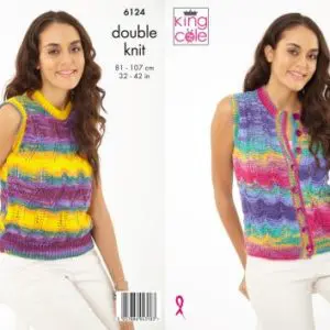 King Cole 6124 Adult dk tank top waistcoat knitting pattern