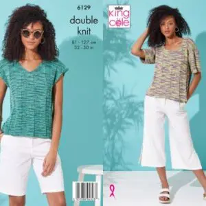King Cole 6129 Adult DK Tops Knitting Pattern