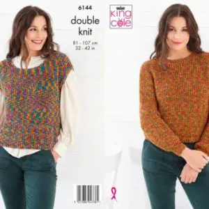 King Cole 6144 Adult DK Top Sweater Knitting Pattern