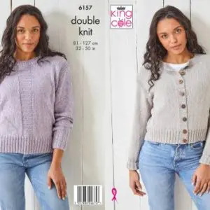 King Cole 6157 Adult DK Cardigan Sweater Knitting Pattern