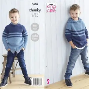 King Cole 5680 Child Chunky Sweater Hoodie Knitting Pattern