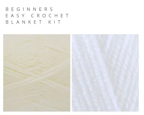 Beginners Easy Crochet Blanket Kit Choice of Colours cream white