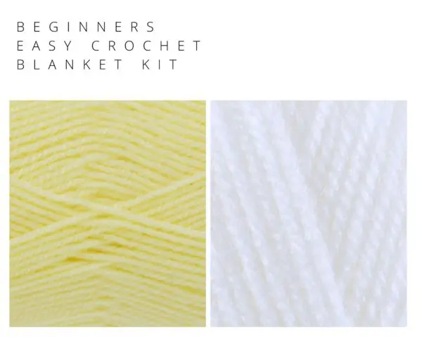 Beginners Easy Crochet Blanket Kit Choice of Colours lemon white