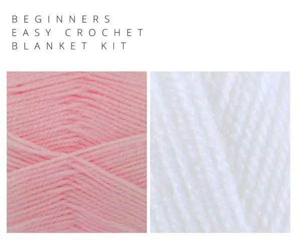 Beginners Easy Crochet Blanket Kit Choice of Colours pink white