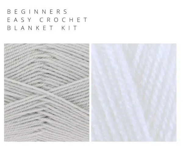 Beginners Easy Crochet Blanket Kit Choice of Colours silver white