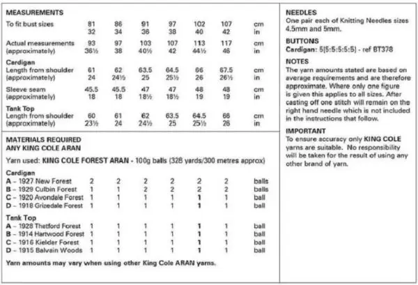King Cole 6344 Adult Aran Knitting Pattern