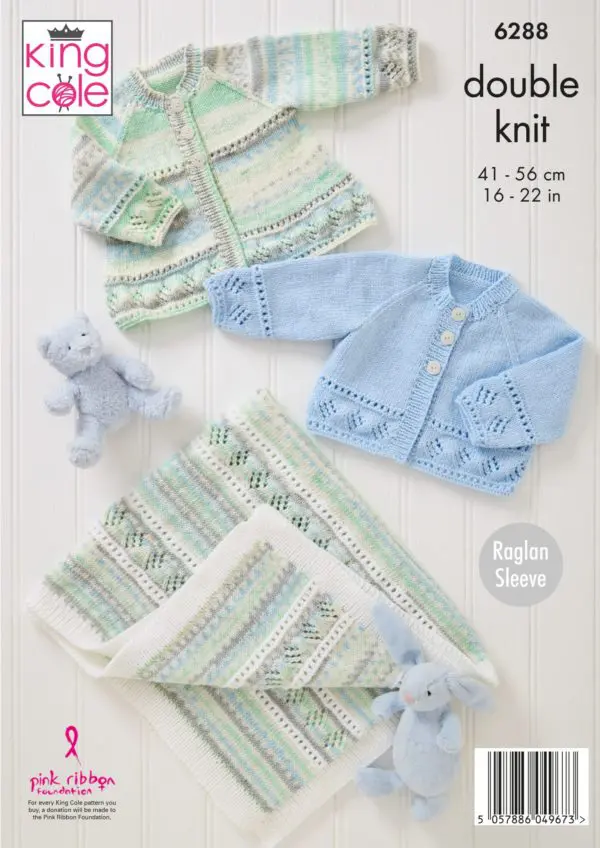 King Cole 6288 Baby DK Jacket Cardigan Blanket Knitting Pattern