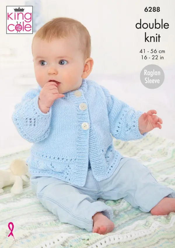 king Cole 6288 Baby DK Jacket Cardigan Blanket Knitting Pattern