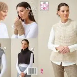 King Cole 6285 Adult Chunky Slipover and Accessories Knitting Pattern