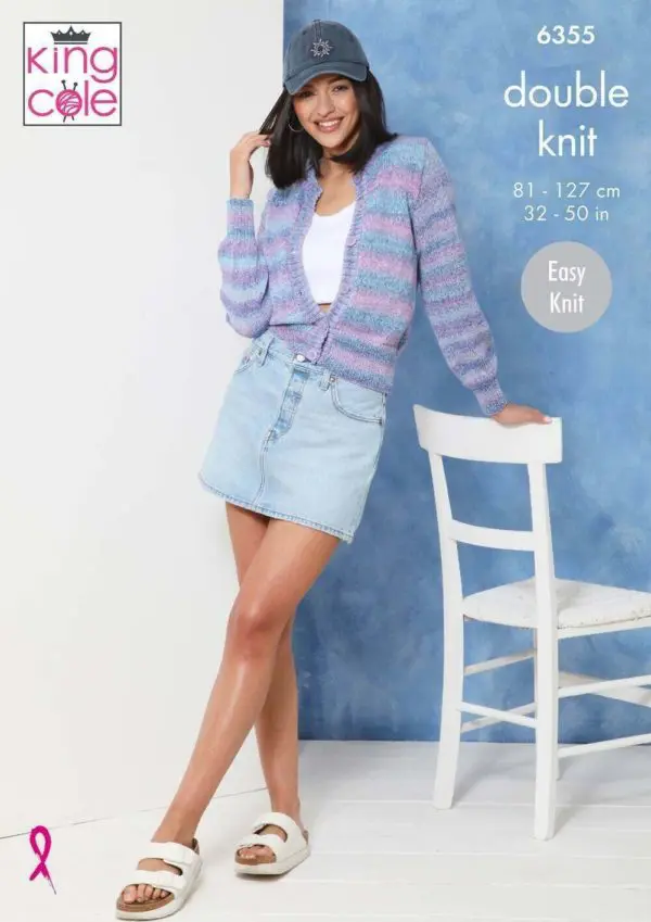 King Cole 6355 Adult DK Cardigan Waistcoat Knitting Pattern