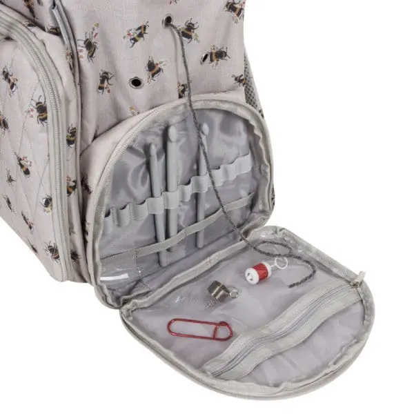 Craft Knitting Crochet Yarn Storage Backpack Bee Design