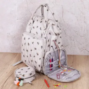 Craft Knitting Crochet Yarn Storage Backpack Bee Design