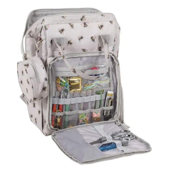 Craft Knitting Crochet Yarn Storage Backpack Bee Design