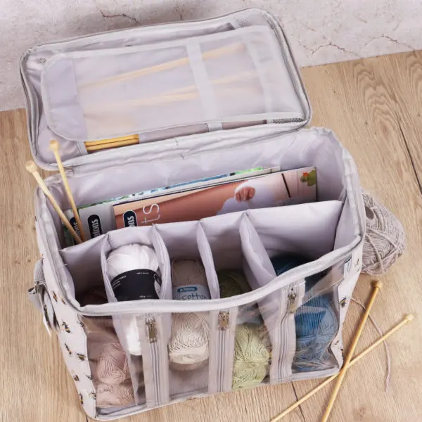 Hobby Gift Knitting Bag with Yarn Storage Bee Design