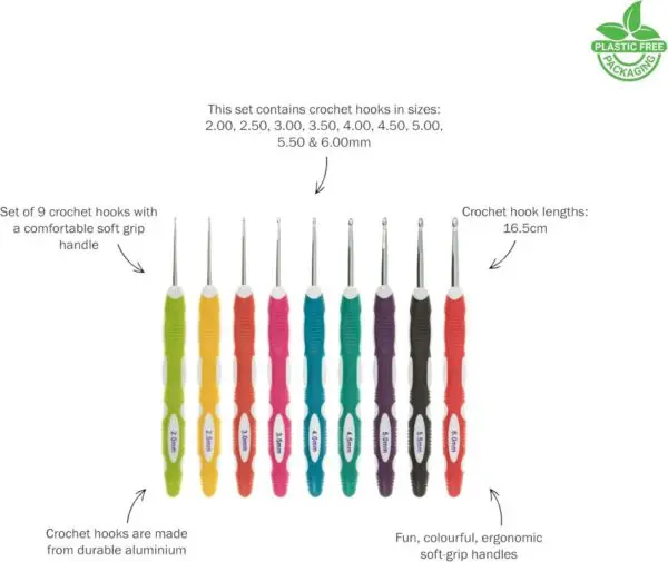 Milward 9 Soft Grip Crochet Hook Set