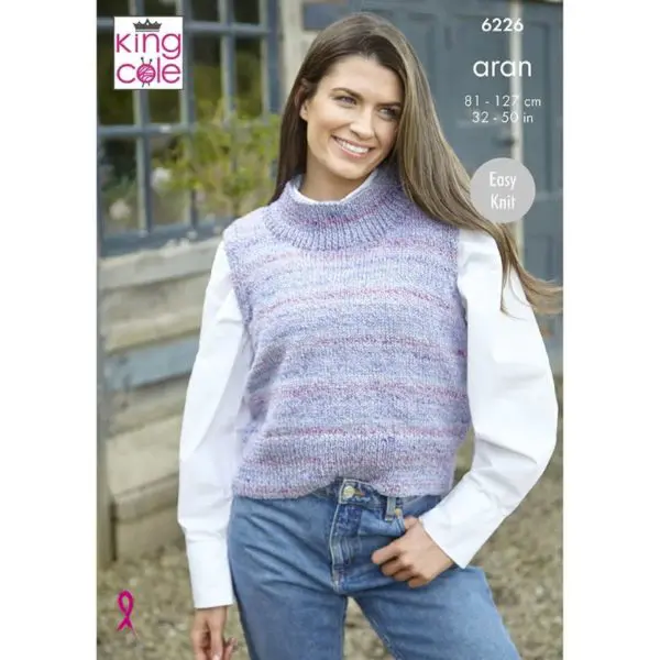 King Cole 6226 Adult Aran Vest Knitting Pattern